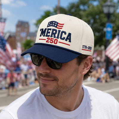 Merica 250 Hat patriotic embroidered cap by True Glory