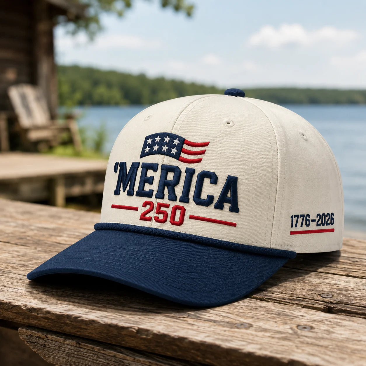 Merica 250 Hat patriotic embroidered cap by True Glory