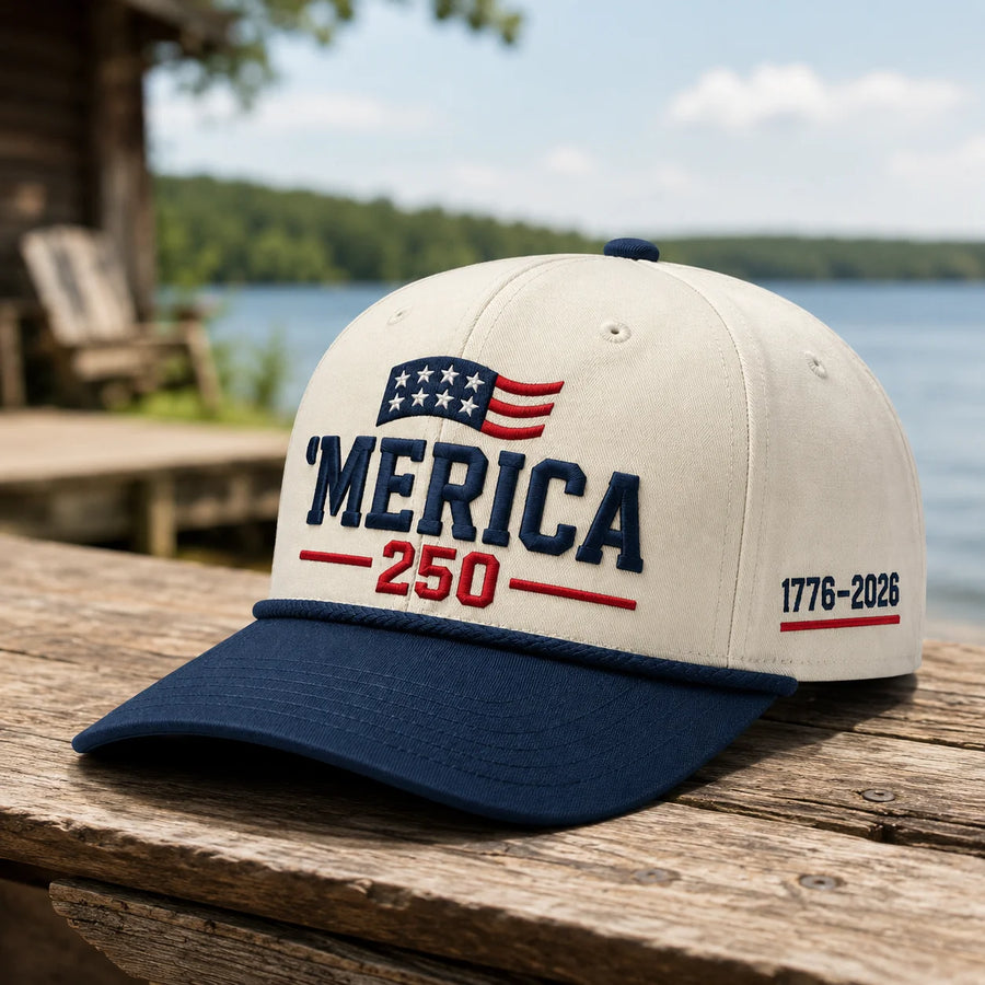 Merica 250 Hat patriotic embroidered cap by True Glory