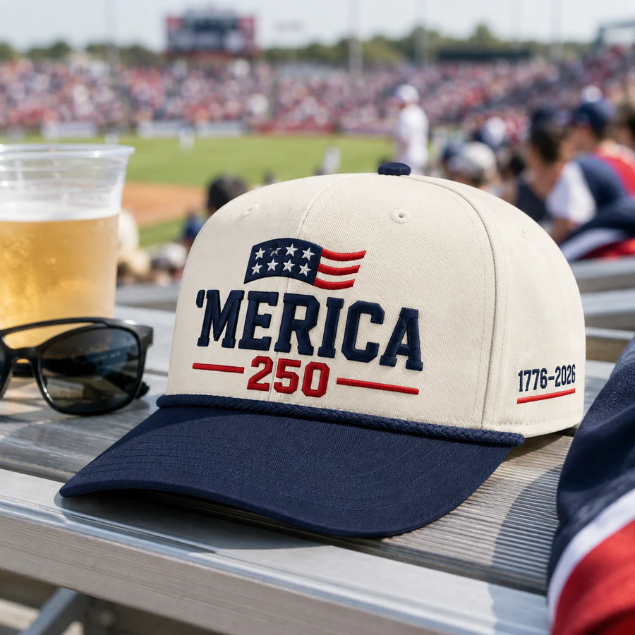 Merica 250 Hat patriotic embroidered cap by True Glory