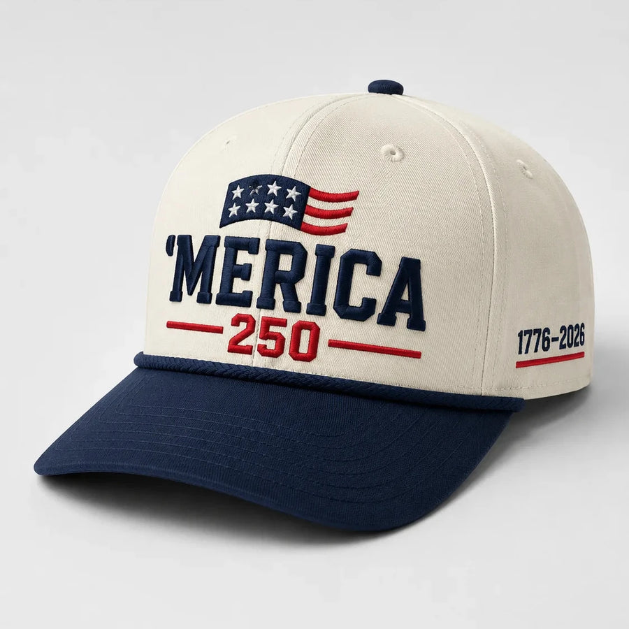 Merica 250 Hat patriotic embroidered cap by True Glory