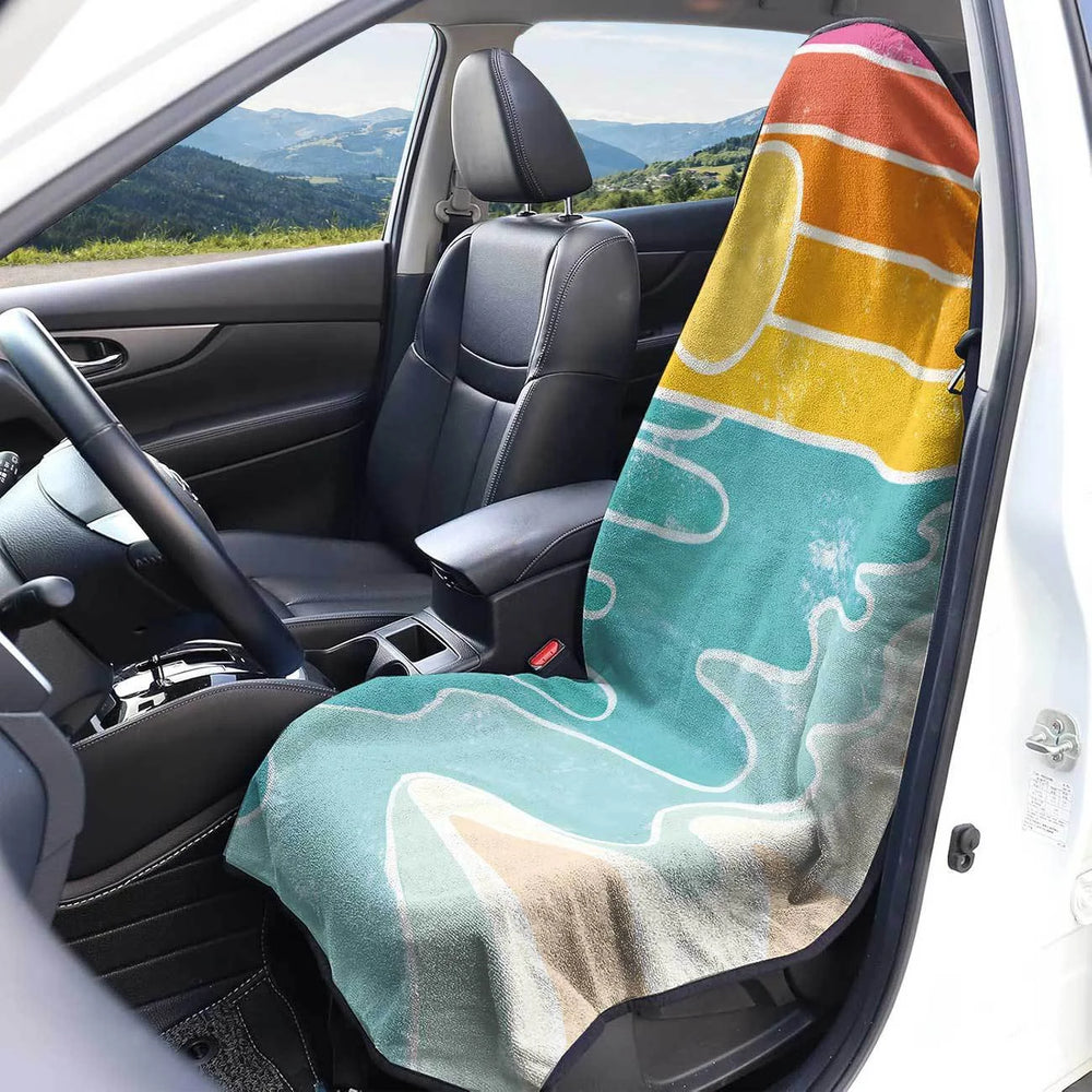 True Glory Car Seat Towel Cover — Retro Beach Sunset