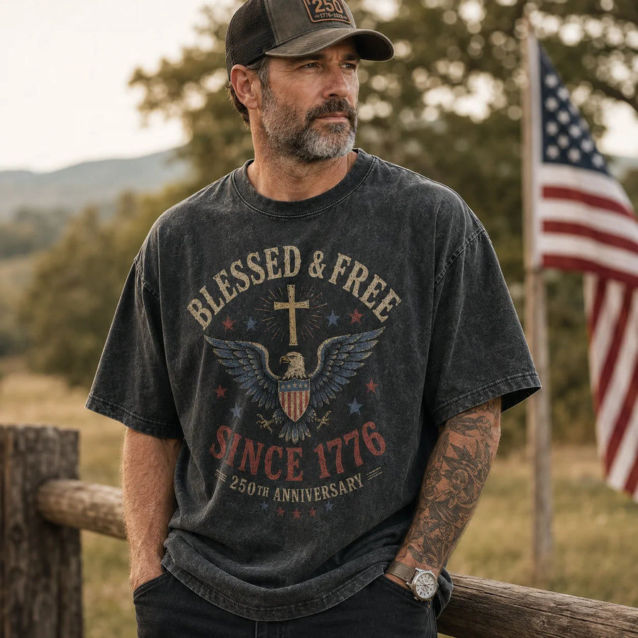 True Glory Patriotic Tee — Born Free Built Different Tee